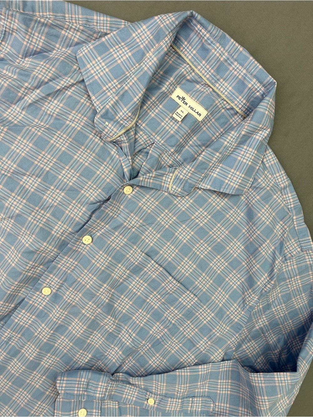 Peter Millar Button down Blue/Pink Plaid Longsleeve shirt Size XL